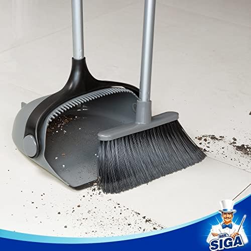 MRSIGA Adjustable Broom and Dustpan Set with Long Handles