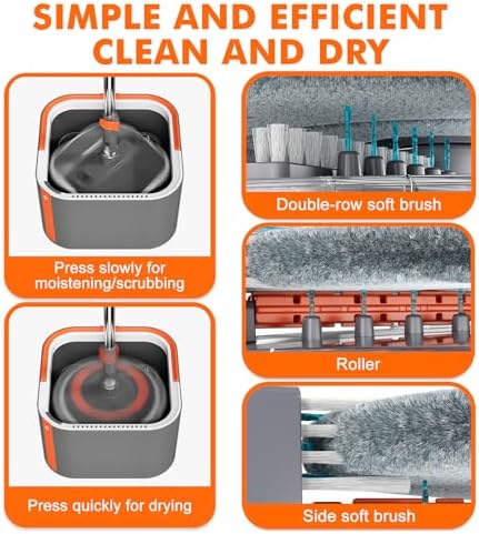 INWEJIA Self-Standing Spin Mop and Bucket Set with 90 Foldable Plate