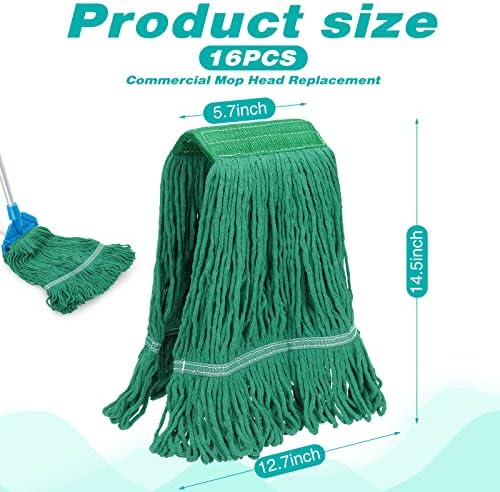Roshtia 16 Pack Heavy Duty Mop Heads Replacement - Green