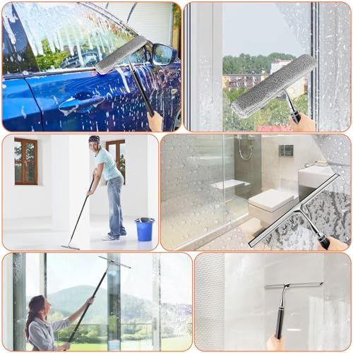 Max 62 Metal Squeegee with Extension Pole for Windows Glass Mirrors