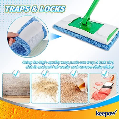 KEEPOW Microfiber Mop Pads 6 Pack Reusable Refills