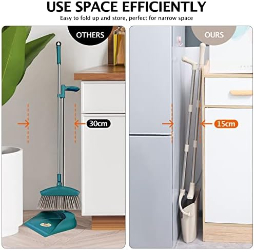 XXFLOWER 553 Long Handle Broom and Dustpan Set 1