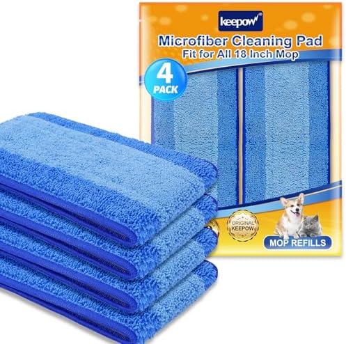 KEEPOW Microfiber Mop Pads 18 Inch 4 Pack Reusable