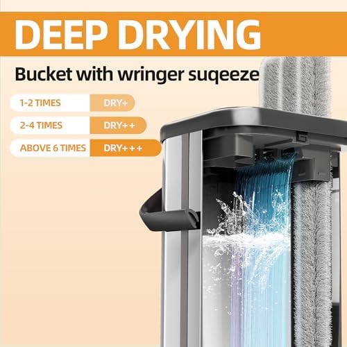 SWIFTIRON Flat Mop and Bucket Set with Wringer and Refills