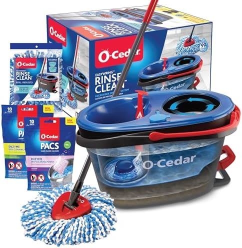 O-Cedar EasyWring RinseClean Spin Mop Bucket with Citrus Lavender Refill Pack