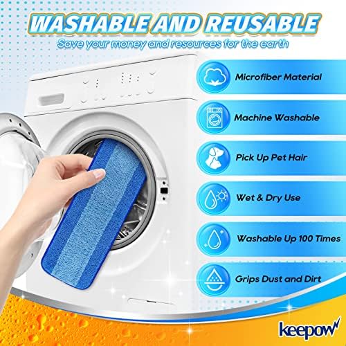 KEEPOW Microfiber Mop Pads 18 Inch 4 Pack Reusable