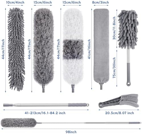 9PCS Extendable Microfiber Dusters Kit for Home Cleaning