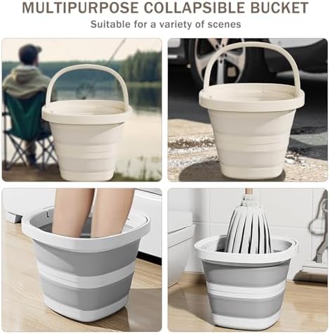 2-Pack Collapsible Buckets with Handles - 10L 26 Gallon Durable Space-Saving