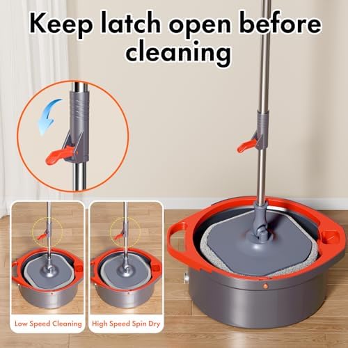 WENGROU Spin Mop and Bucket Set with 360 Self Cleaning System
