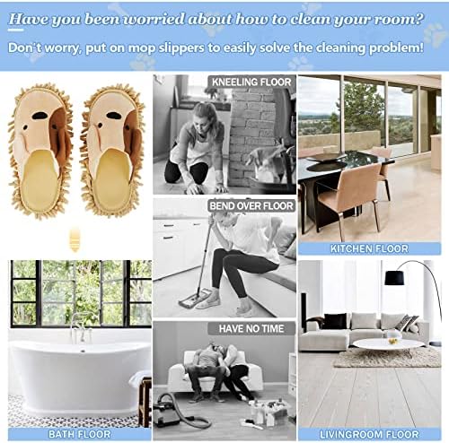 Whiidoom Floor Cleaning Mop Slippers with Chenille Fiber