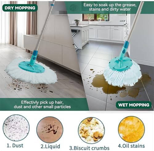 4 Pack Microfiber Spin Mop Heads for Leifheit Clean Twist