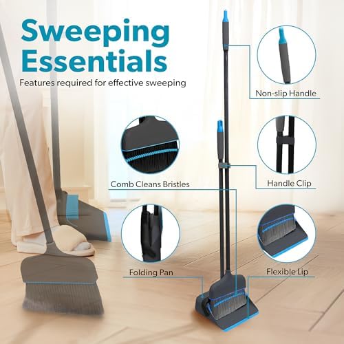BLACKDECKER Butler Broom Dustpan Set - 36 Handle Space-Saving Design