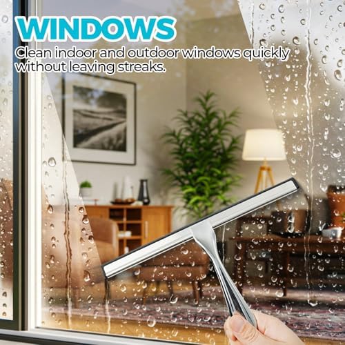ALFLOD 2 Pack 10 Inch Shower Squeegee with Soft Blade and Hook
