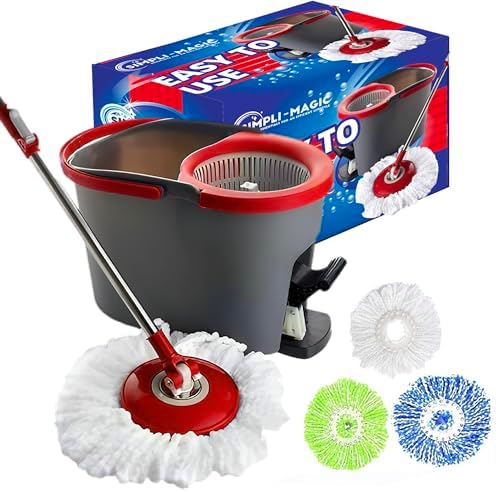 SIMPLI-MAGIC Spin Mop System with 3 Mop Heads