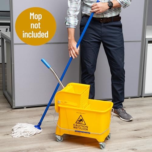 Mind Reader Mop Bucket with Wringer Yellow