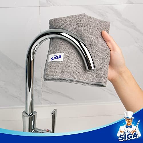 MRSIGA Microfiber Cleaning Cloths Pack of 12 Grey 32x32cm