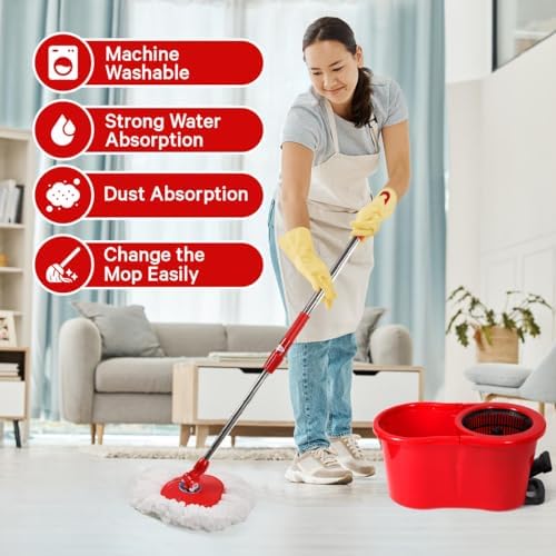 TAKTICK Foot Pressure Spin Mop with 7L Bucket and 3 Refills