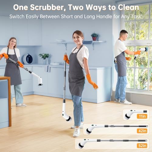 PUFTEM Power Scrubber with 8 Brush Heads 2 Speed Cordless