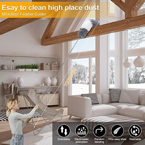 DEEHYO 9PCS Extendable Microfiber Duster Kit