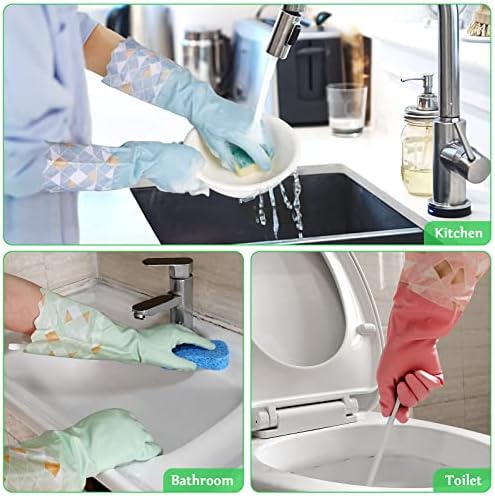 Yiomxhi Reusable Dishwashing Gloves 3 Pairs Latex Free Non-Slip