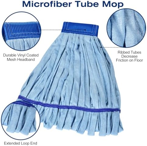 Matthew Cleaning Microfiber Tube Mop Replacement 6 Pack Medium Blue