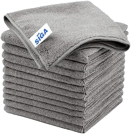 MRSIGA Microfiber Cleaning Cloths Pack of 12 Grey 32x32cm