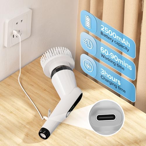 Dreazu Electric Spin Scrubber 2-Speed with 7 Brush Heads