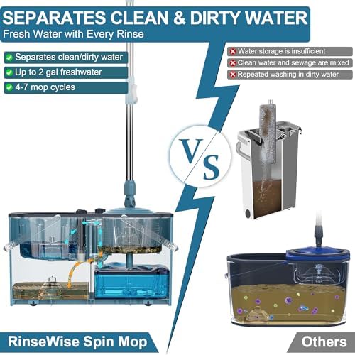 RinseWise Spin Mop and Bucket with 4 Chambers