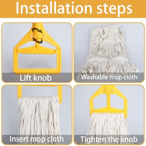 GLOHOO Heavy Duty Wet String Mop with 2 Reusable Heads