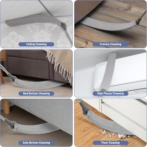 Retractable Gap Duster with 30-100 Inch Handle and 2 Microfiber Cloths