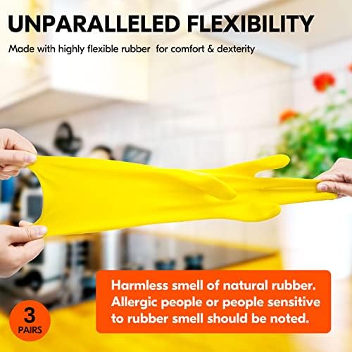 Vgo 3-Pairs Reusable Rubber Gloves with Long Sleeves