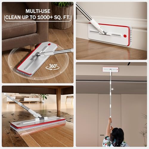 HoMettler 3-Tank Mop and Bucket Set with Microfiber Pads