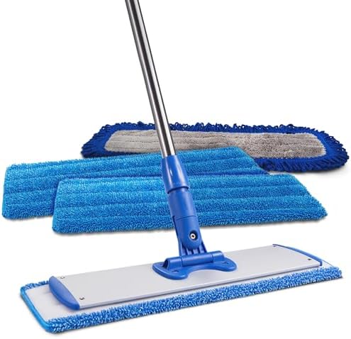 18 Pro Microfiber Floor Mop - 3 Washable Pads No Buckets Needed