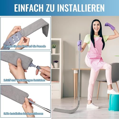 Retractable Gap Duster with 30-100 Inch Handle and 2 Microfiber Cloths