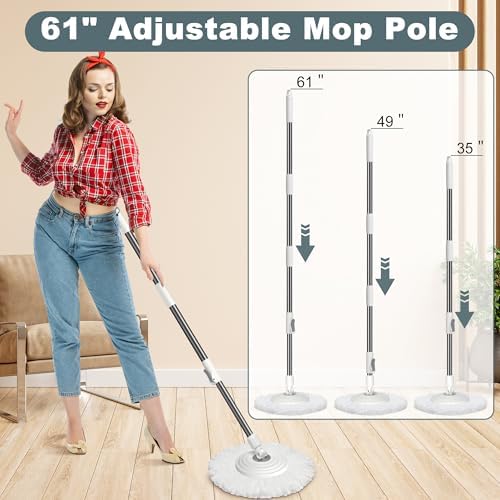 Wodemom Spin Mop Bucket Set with 6 Refills and 61 Handle - White 1