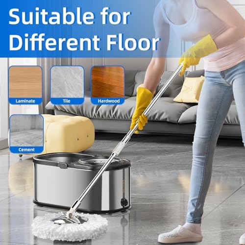 Swiftiron Spin Mop and Bucket Set with Wringer