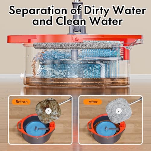 WENGROU Spin Mop and Bucket Set with 360 Self Cleaning System