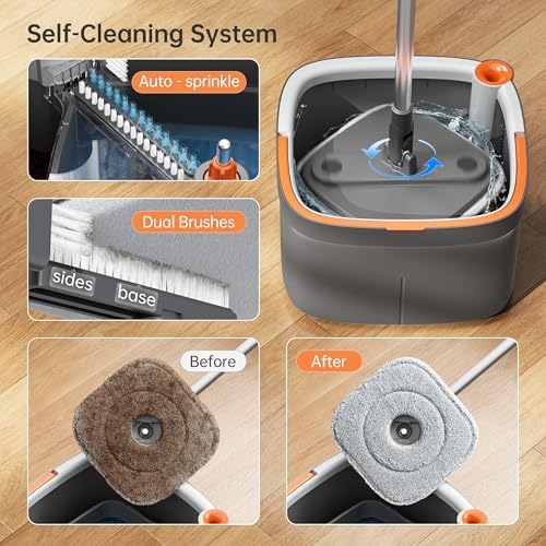 KZKR Spin Mop and Bucket Set with Clean Water System