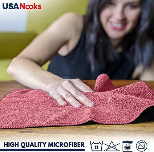 USANOOKS Microfiber Cleaning Cloths 12Pcs 125x125 Inch
