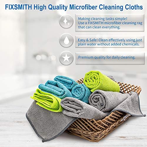 FIXSMITH Microfiber Cleaning Cloths - 8 Pack 12x16in