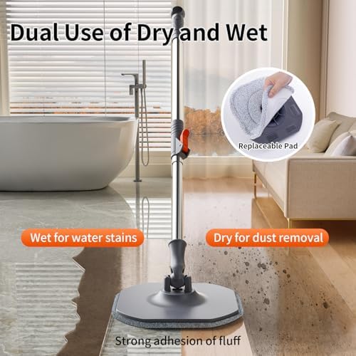 WENGROU Spin Mop and Bucket Set with 360 Self Cleaning System