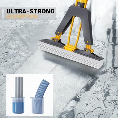 Masthome Sponge Mop with 3 PVA Refills and Stainless Steel Handle