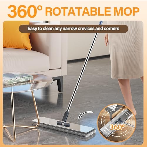 SWIFTIRON Flat Mop and Bucket Set with Wringer and Refills