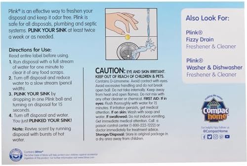 Compac Plink Garbage Disposal Cleaner Deodorizer 40 Count Lemon Scent