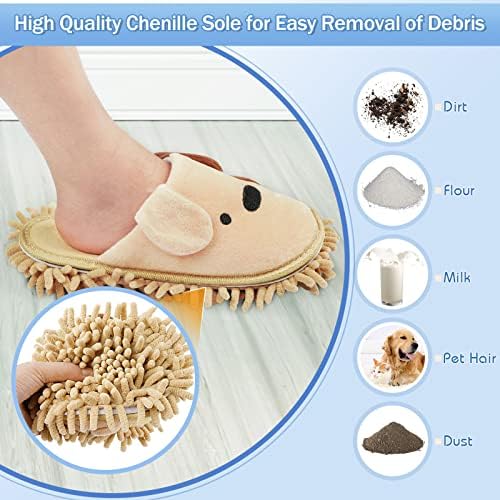 Whiidoom Floor Cleaning Mop Slippers with Chenille Fiber