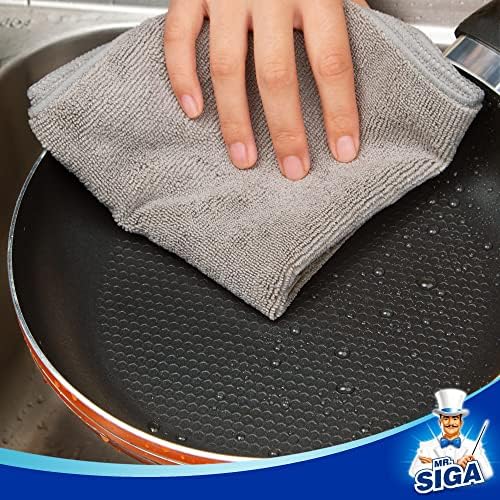 MRSIGA Microfiber Cleaning Cloths Pack of 12 Grey 32x32cm