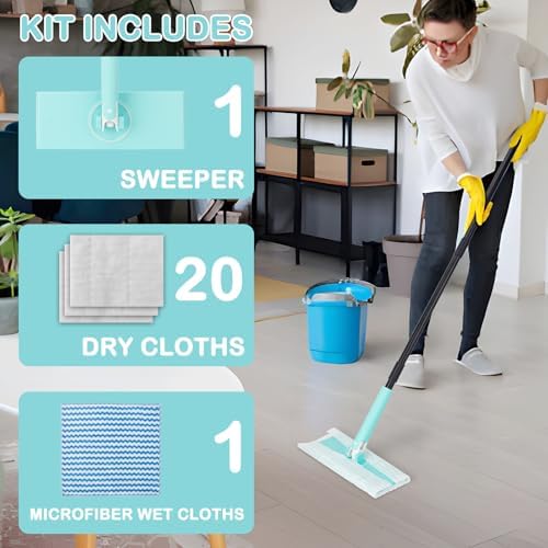 KeFanta 2-in-1 Sweeper Mop Kit with Swiffer Compatibility