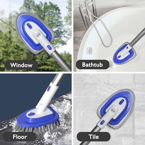 Bryquelin 3 in 1 Tub Brush with 58 Long Handle