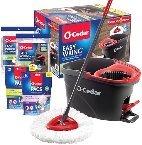 O-Cedar EasyWring Spin Mop Bucket with Citrus and Lavender Refill Pack