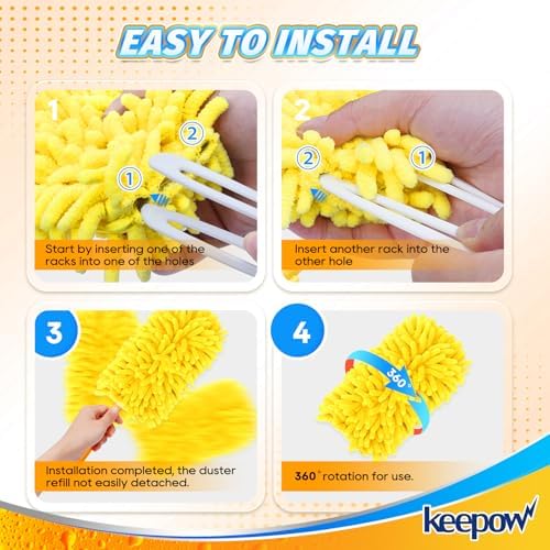 KEEPOW 4-Pack Reusable Duster Refills for Swiffer